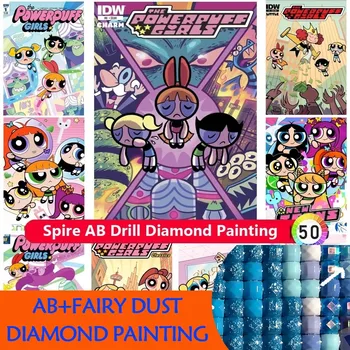 AB Fairy poussière 2025 nouvelle image de dessin animé The-PowerPuffs-Girls AB en diamant broderie charmant art anime 1