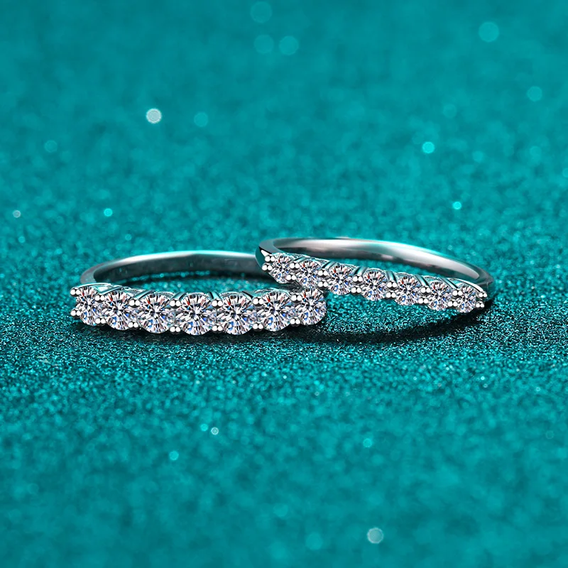 

6 Stone Moissanite Ring D Color S925 Sterling Silver Sparkling Engagement For Women Gift Wedding Band Luxury Fine Jewelry