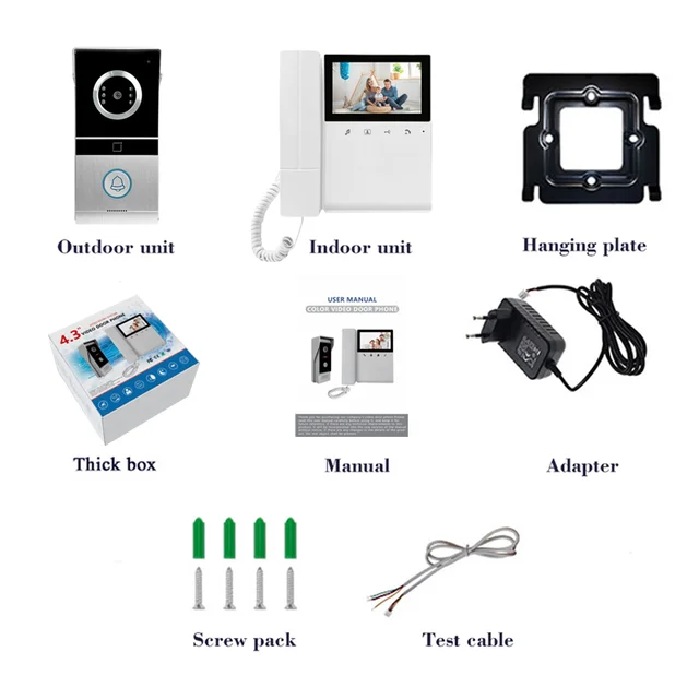 720P Video Doorbell 4.3‘’ Color  Screen Home Intercom Kits for RFID Access Control System Villa 6