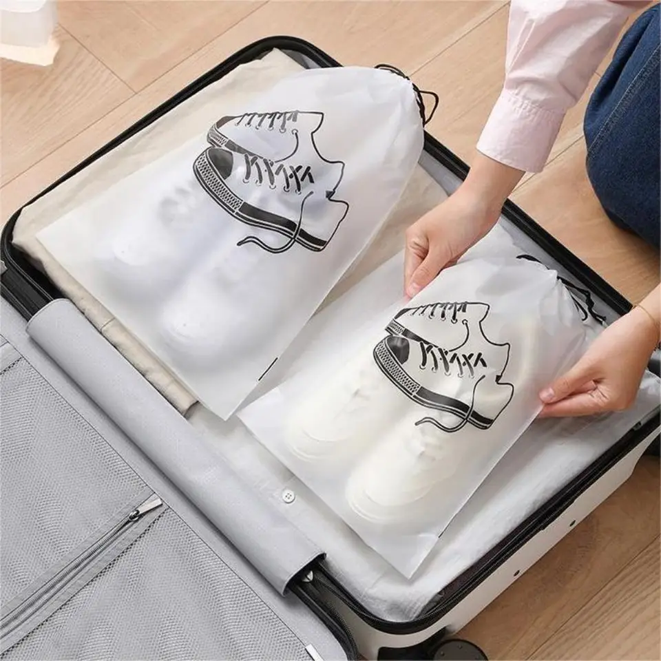 10 Pezzi Borsa da Viaggio per Scarpe con Coulisse Antipolvere, Impermeabile, Sacchetti Trasparenti