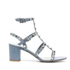 Women Famous Brand Sandals Anklep Wrap Buckle Strap Front Open Toe Null Shoes With Gold Studded Microfiber Leather 6cm Pumps 43 5