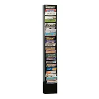 Black Cold Rolled Steel Vertical Literature Rack 23 Contour Pocket Organizer Height 65.5" Width 9.75" Depth 4.125" Cold Rolled 2