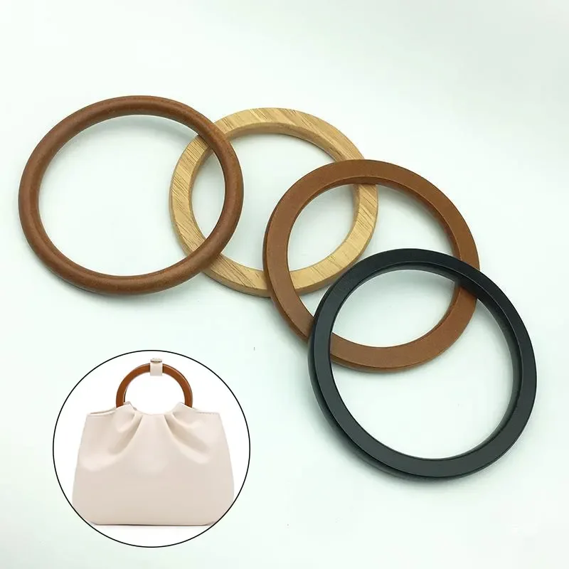 Leather Handbag Making Kit 2PCS Round D shaped Bag Handle DIY Bag Making Replacement Wood Handbag Tote Handle Handcraft Accessories