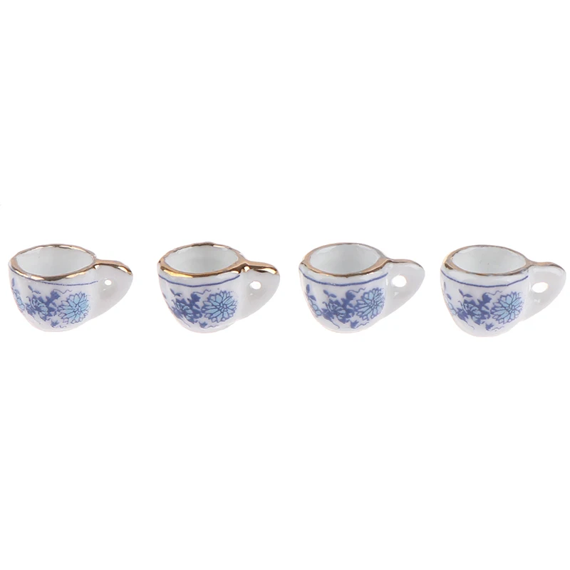 15 Stück antike Miniatur Porzellan Tee tasse Set Blumen geschirr Küche Puppenhaus Möbel Spielzeug für Kinder Tee tassen Puppenhaus – Detail 15