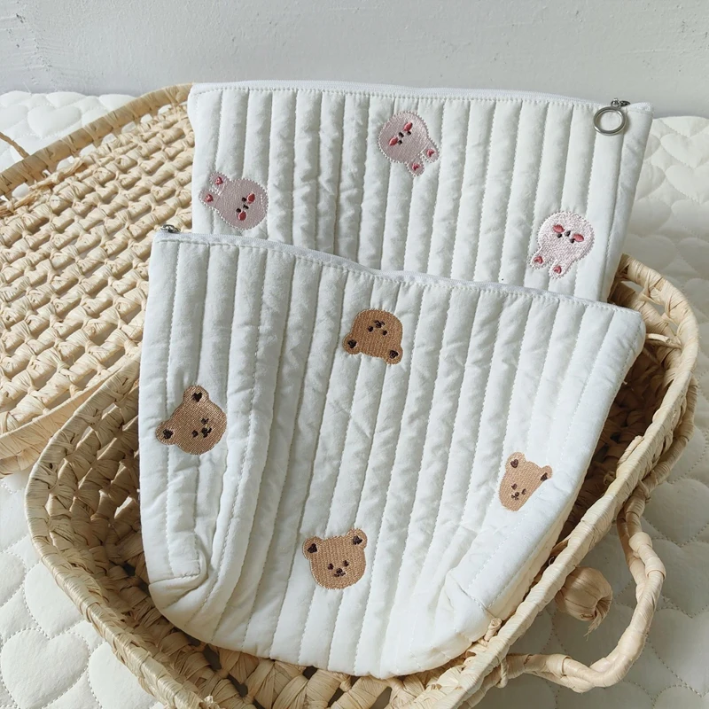 New Mommy Bag Cute Print Embroidery Mommy Bag Zipper Newborn Baby Diaper Nappy Pouch Travel Stroller Storage Bags