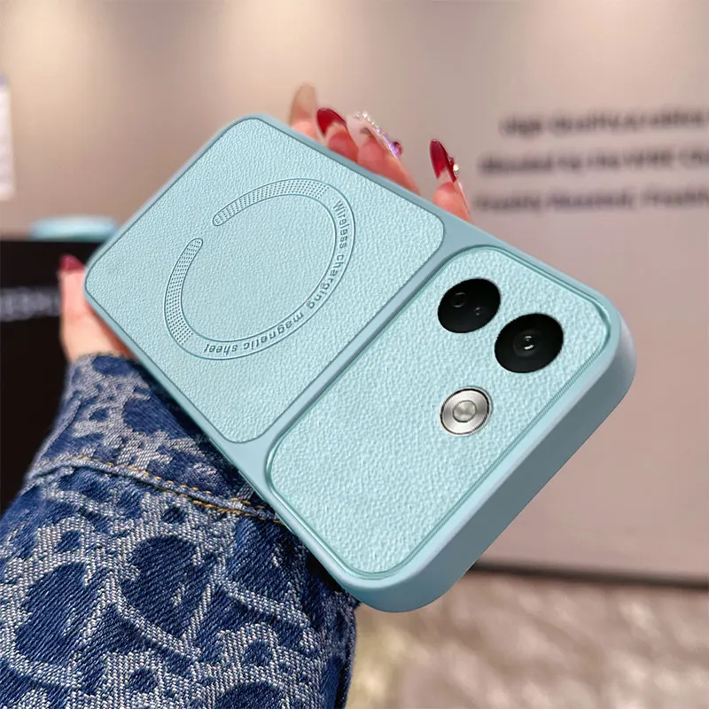 Magnetic PU Leather Shockproof Wireless Charging Case