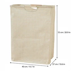 Foldable Cotton Linen Laundry Basket with Handles for Home Storage and Organization (A)