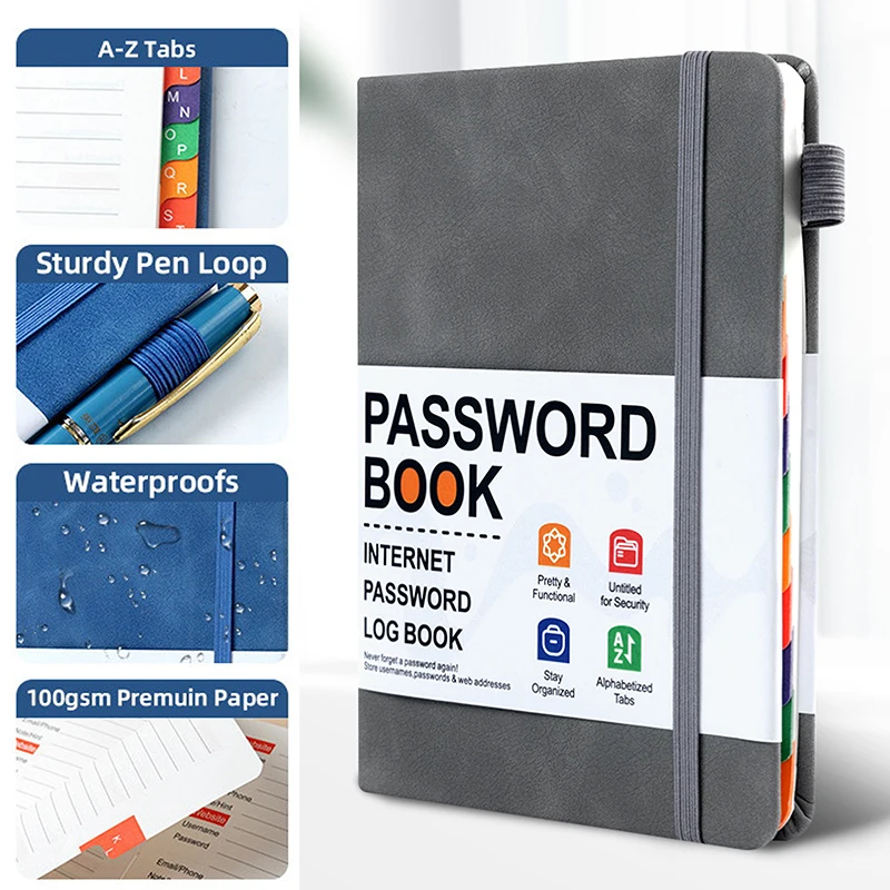 Bilgisayar Şifre Düzenleyici Kitap Şifre Saklama Kitabı Alfabetik Sekmeli Cep Adres Kayıt Defteri Hesap Detayları İçin