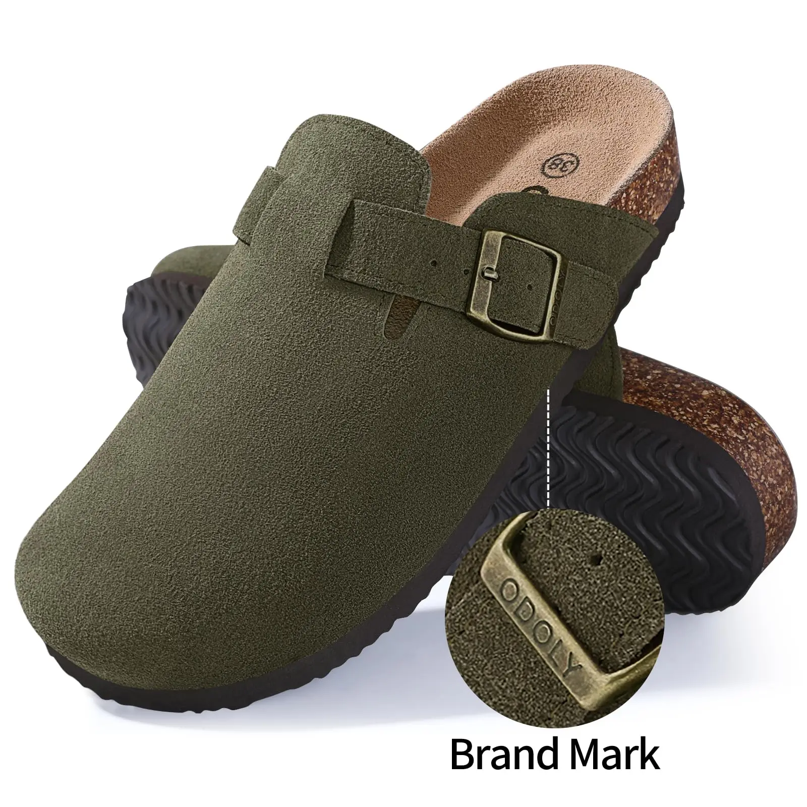 CRACOMIN Clogs für Damen, neue Kork-Slipper, Unisex, klassische Kork-Sandalen, modische Clogs aus Rindsleder, Mules für Herren, Outdoor-Strand-Slipper – Detail 15