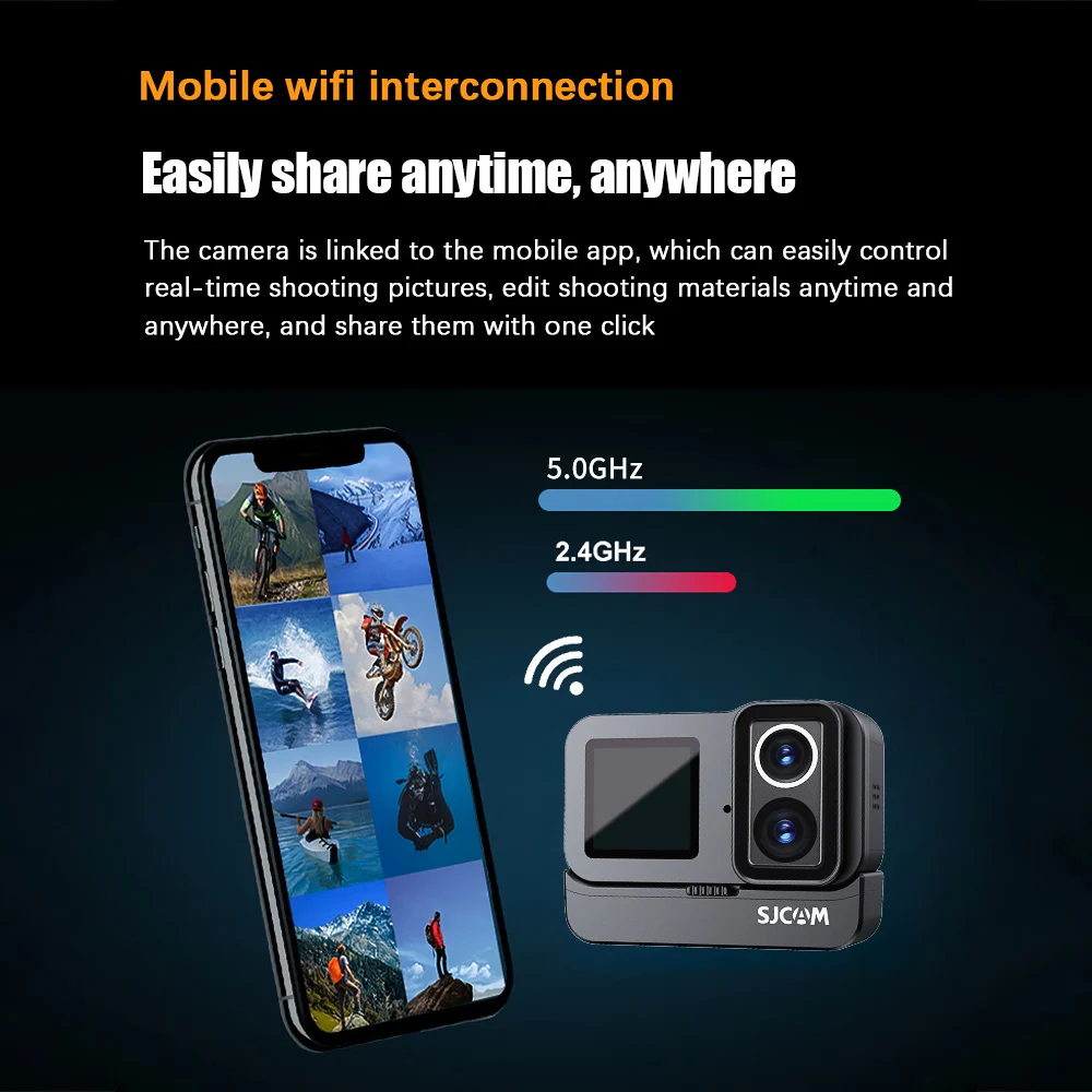 SJCAM SJ20 액션 카메라, 4K 울트라 HD 20MP 스포츠 카메라, 2.0 인치 터치 컨트롤 스크린, 40m 방수, 카메라 충전 그립 포함