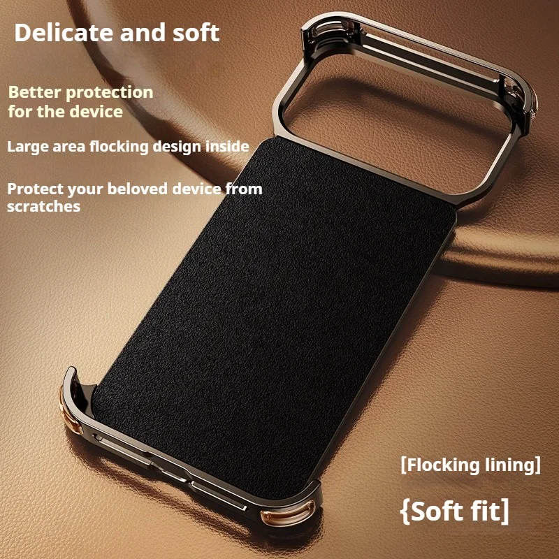 Eary Leather Case for iPhone 17 Pro Max Air With 360°Rotatable Magnetic Ring Stand Frameless Shockproof Anti-Drop Phone Cover