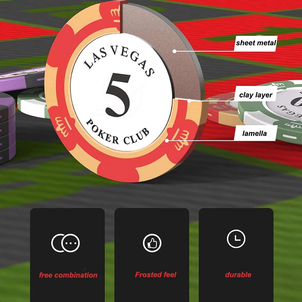 100 PCS Crown Clay Poker Chips Set Texas Hold\'em Multiple Denominations Casino Chips Board Game Entertainment Coins Set