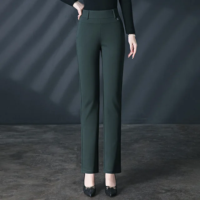 Black Stretch Suit Pants Women's Fashion Slim Trousers Green Purple Brown  Pantalones 27-34 - AliExpress