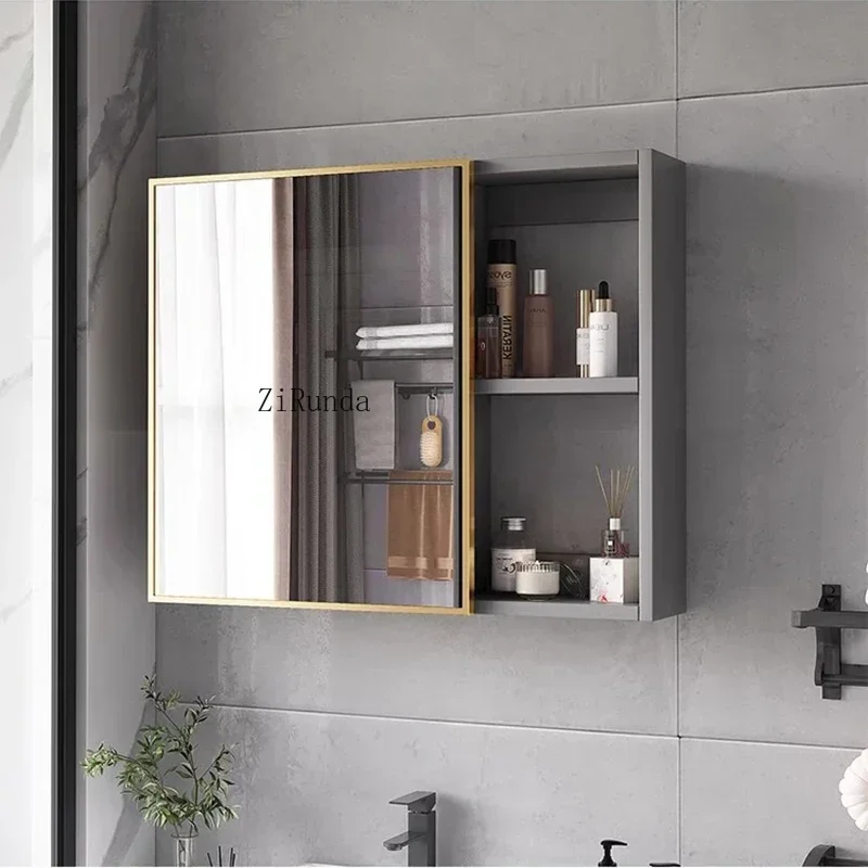 Nordic Style Wood Bathroom Cabinets Simple Armoire Shelves Storage Mirror Cabinets Toiletries Home Furniture Armoire Miroir FYBC