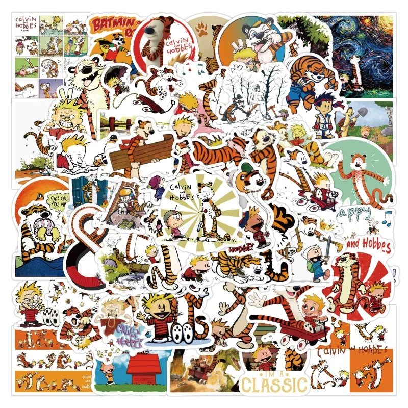 50pcsCalvinandHobbesCartoonStickersSuitcaseWaterCupStationery
