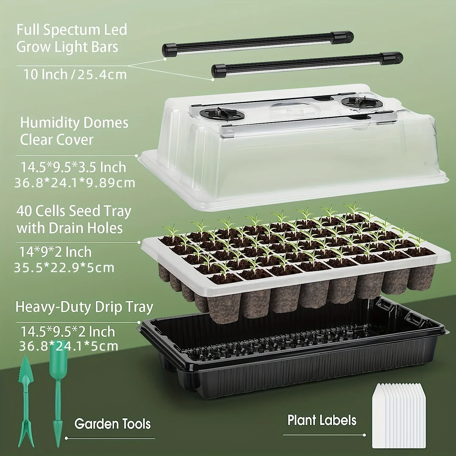 2-Pack Seed Germination Trays 80-Cell Kit W/ LED Grow Lights Timer Ideal for Home Gardening & Greenhouses seed starter tray seedling tray