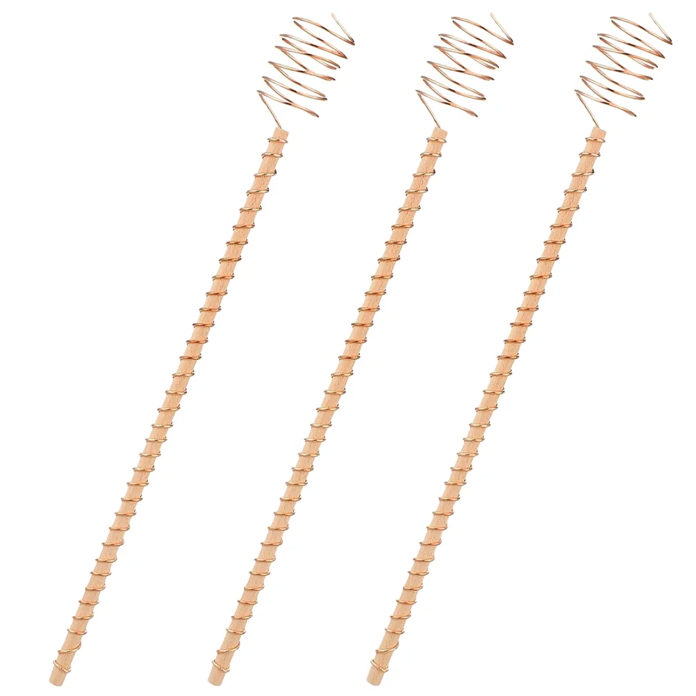 

3 Pcs Electroculture Plant Stakes Garden Holders Wire Winding Tool Vegetable Wood Copper Antenna Gardening Small