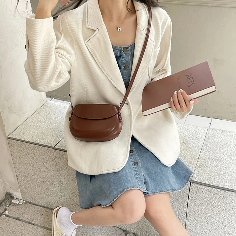 Women Shoulder Bag Large Capacity PU Saddle Bag Vintage Messenger Retro Simple Sling