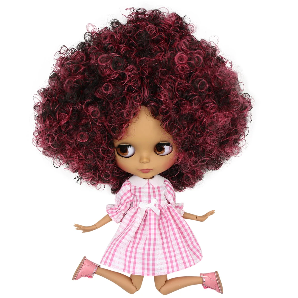 

ICY DBS Blyth Doll No.QE155/9103 Wine red mix Black Afro hair Black Matte face Joint body 1/6 bjd