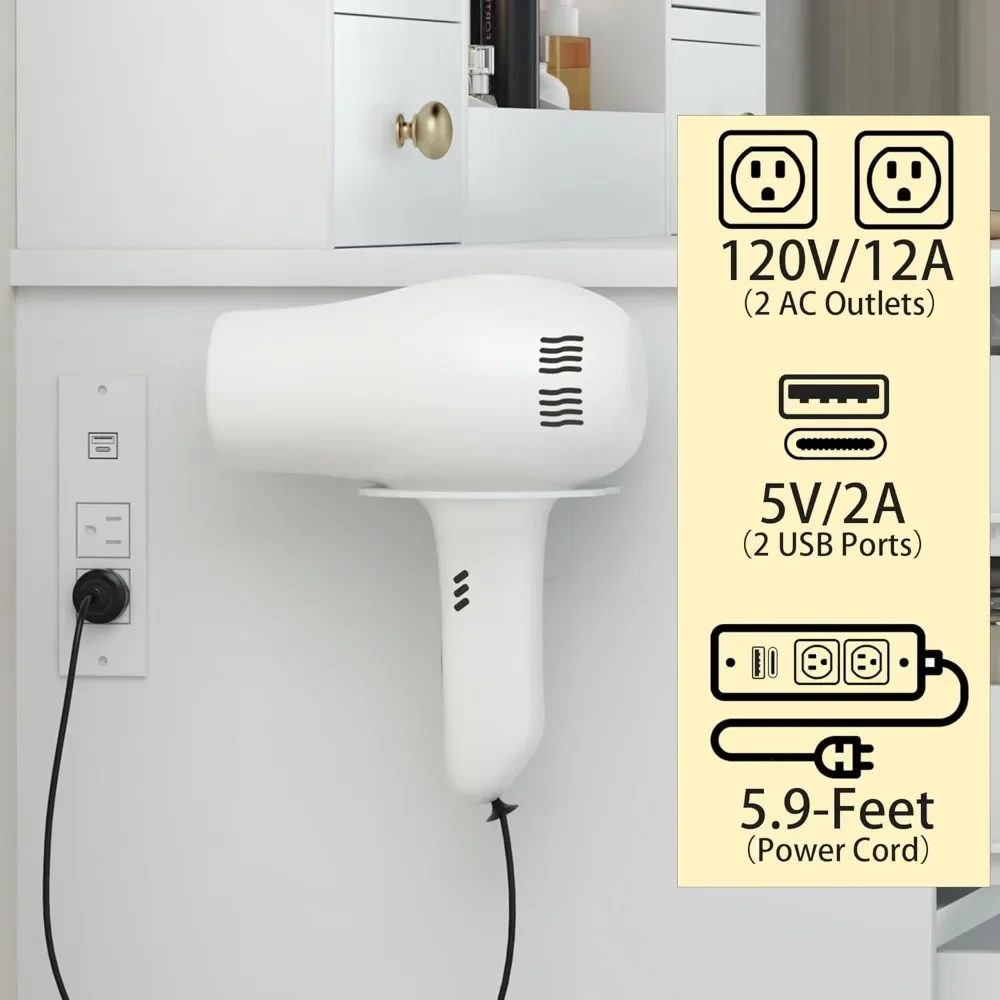 Makeup Vanity Desk with Mirror and Lights – Includes Vanity Chair, Charging Station & Lighted Mirror 6