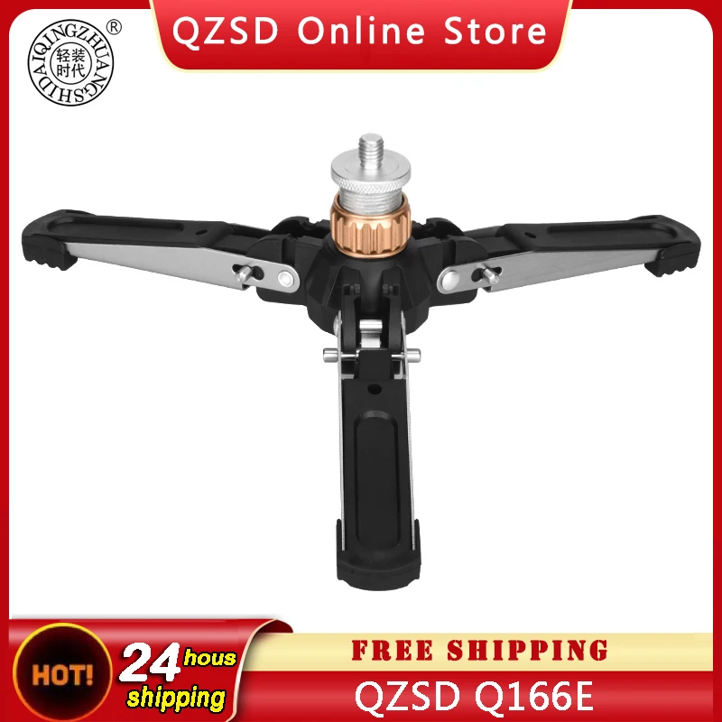 QZSD Q166E Max Load 5kg Universal Video Monopod Stand Base Tripod Mini Three Feet Support for DSLR Cameras with 3/8'' Screw