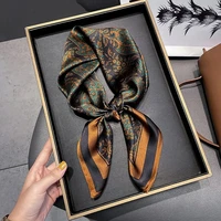 Fashion Luxury Brand 70cm Silk Square Scarf Women Satin Neck Tie Female Hair Bandana Headkerchief Shawl Wrap Hijab Echarpe 5