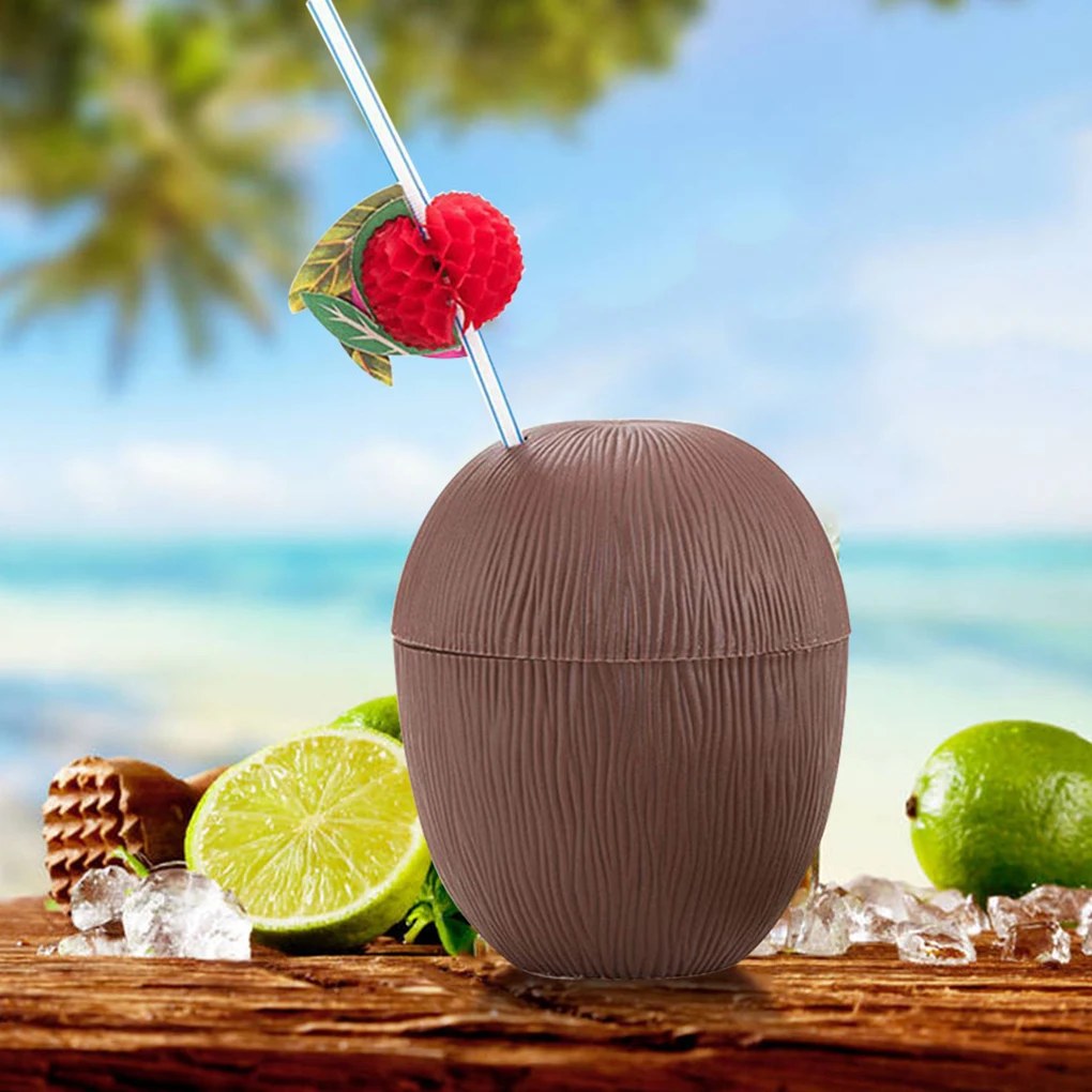 

Bottle Coconut-Shaped Drink Cup Portable Water Cup with Straw Party Beverage Bottle Decoration