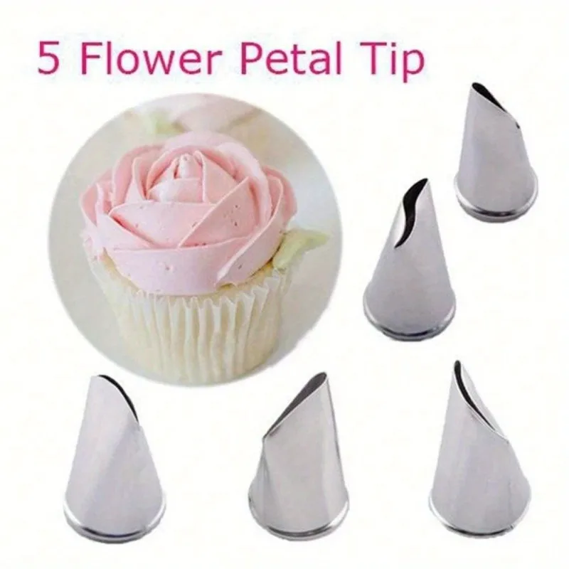 Cake Decorating Piping Tips Set with Rose Petal Tulip Flower Leaves Designs and Mounting Scissors for Icing Cream Transfer