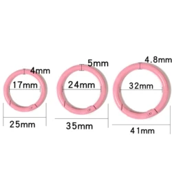 Colorful Spring Clasps - Round Alloy Key Ring Hooks for DIY Jewelry Accessories (5/10pcs) (Pink)