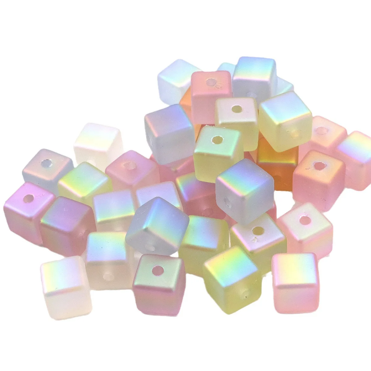 

100 PCS 16mm Acrylic UV/Aurora Luminous Matte Cube Beads For Earrings Necklace Jewelry Findings Diy Handmade Accessories
