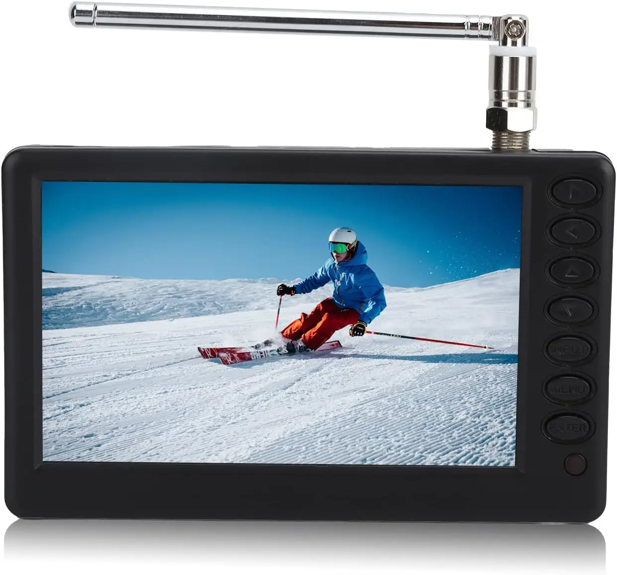 5'' Portable Mini Digital TV, 1080P 2 in 1 with FM Radio, Rechargeable Battery, USB, Headphone Jack, Memory Card Slot, for