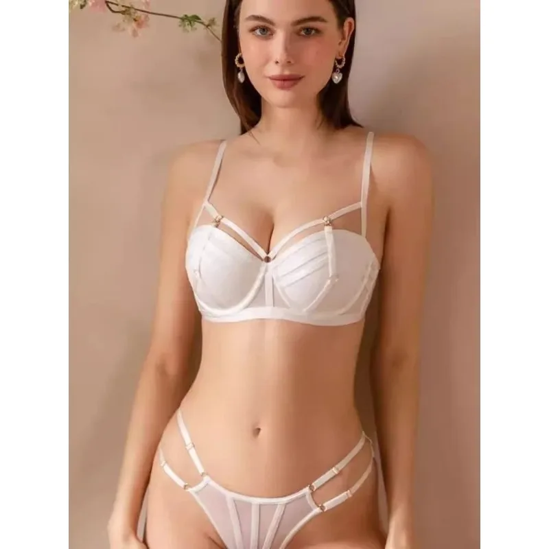 Ensemble de soutien-gorge push-up à lacets sur le devant, rehausseur de poitrine pour petites poitrines, soutien-gorge sexy en dentelle anti-affaissement et ensemble de culotte string YUQI, soutien-gorge sexy