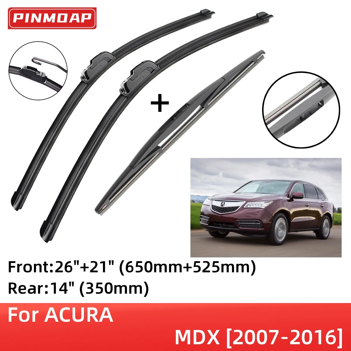 Acura mdx 2007-2016ブラシカッター用のoemフロントおよびリアワイパーブレードjフック AliExpress