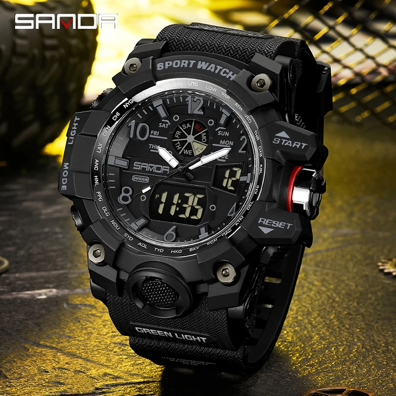 

SANDA Brand G- Style Military Watch Men LED Digital Sports Watches For Man Waterproof Electronic Wristwatch Mens Relogios 3169