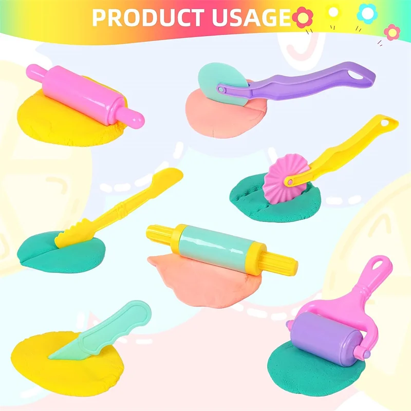 Cartoon 3D Animal Play Dough Molds DIY Creation Tools For Kids Toddlers Various Animal Molds Rolling Pins Clay Dough Accessories 4