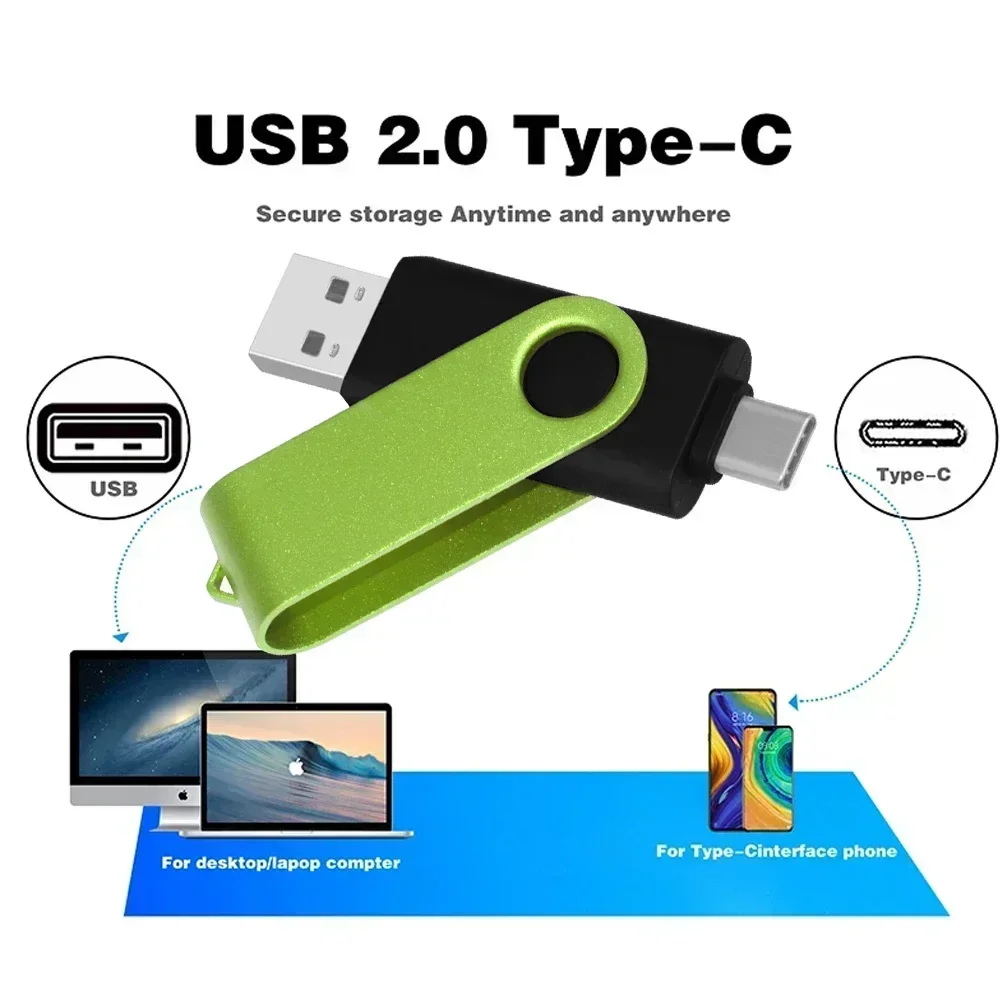 빨간색 회전형 2.0 USB 플래시 드라이브 128GB TYPE-C USB 스틱 64GB 32GB 16GB 8GB 창의적인 선물용 펜 드라이브 4GB USB 메모리 2.0