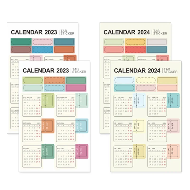 2024-calendar-index-sticker-manual-ledger-label-pasted-multicolor-multifunctional-classification-diy-stationery-calendar-sticker