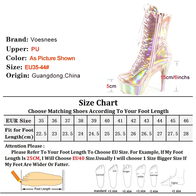 15CM/6Inch Exotic Pole Dancing Boots Gold Color Laser Night light Holographic Reflective Stripper Platform Party High Heels Shoe