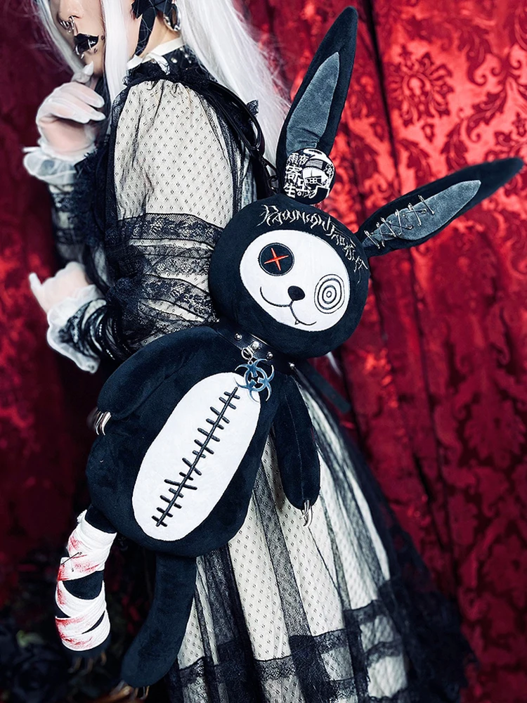 

Anime Rainy Night Parasite Original · Biochemical Rabbit Gothic Dark Plush Bag Lolita Double Shoulder Crossbody Subculture