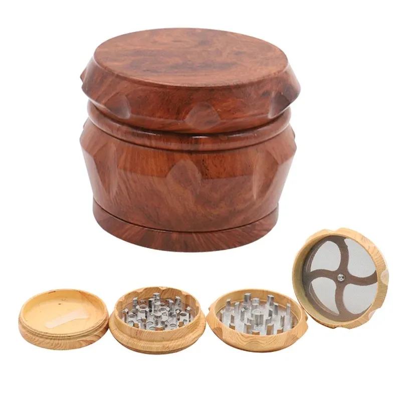 

4 Layer Resin Wooden Tobacco Grinder 40mm Drum Herb Grinder Manual Smoke Crusher Smoking Tools