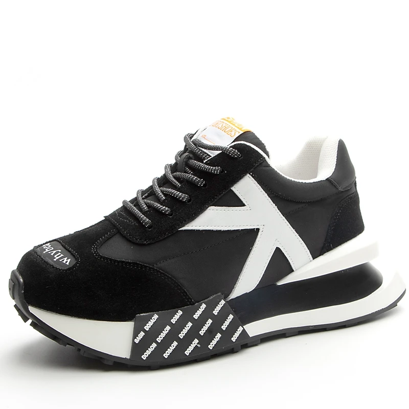 AUTUSPIN Women Daddy Vulcanize Sneakers Winter Warm Sports Shoes Outdoor Leisure Satin Splicing Genuine Leather Sneaker Woman