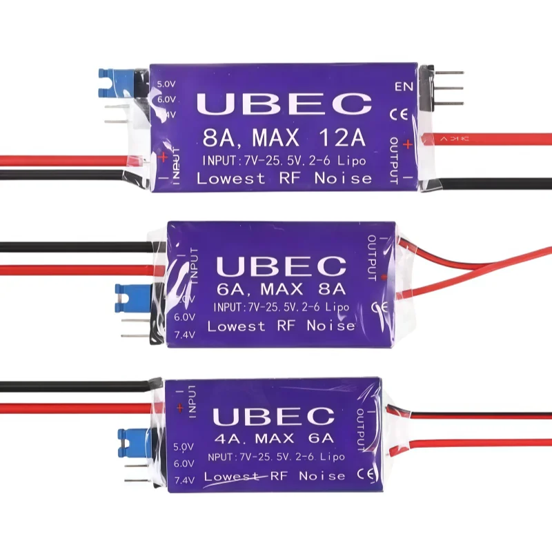 Vue rapprochée de l'UBEC 3A 4A 6A 8A BEC pour RC Drone Avion Hélicoptère - Anti-interférence avec dissipateur thermique.