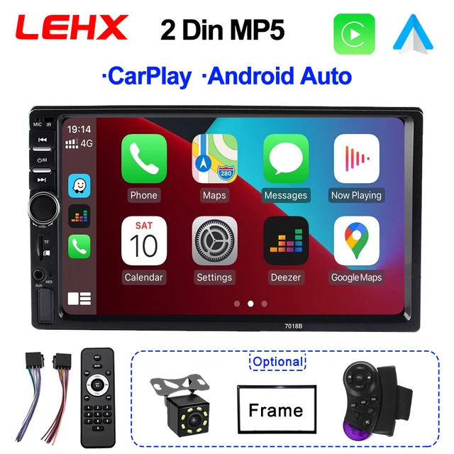 2 Din Carplay Car Radio Android-Auto MP5 Player Bluetooth Handsfree Music  USB 7 Touch Screen