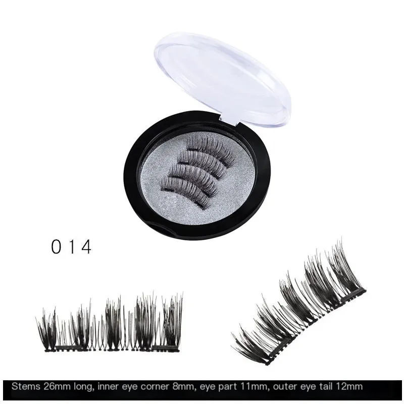 3D Natural Magnetic Eyelashes Magnetic Lashes Box Reusable False Eyelashes Portable Makeup Tool 2 pairs