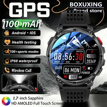 2026 New 1100mAh Large Battery GPS Outdoor Smart Watch 1.7inch AMOLED 10ATM Waterproof Bracelet Call Sports Men Fitness Watches 1