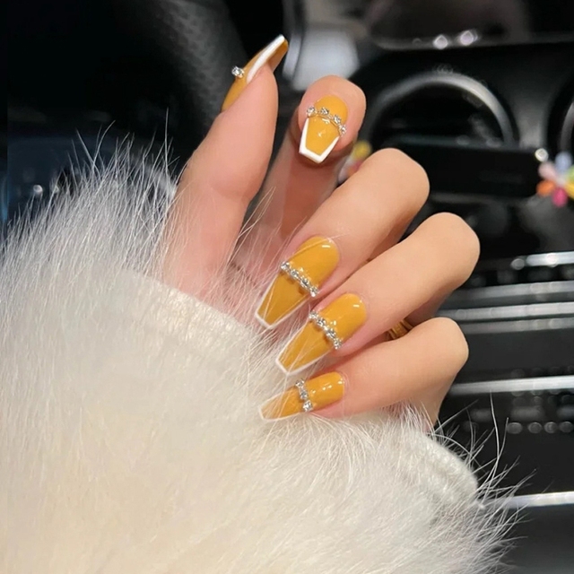 Detachable Jelly Gradient with design False Nails Wearable Ballerina Coffin Fake Nails Full Cover Nail Tips Press On Nails