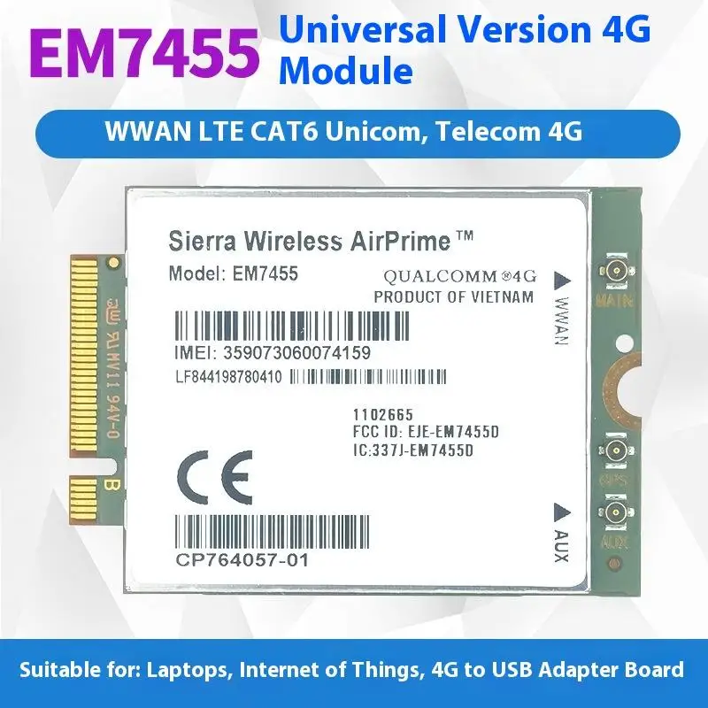 1세트 메탈 4G 카드 300Mbps WWAN 무선 EM7455 1103582 FDD/TD..