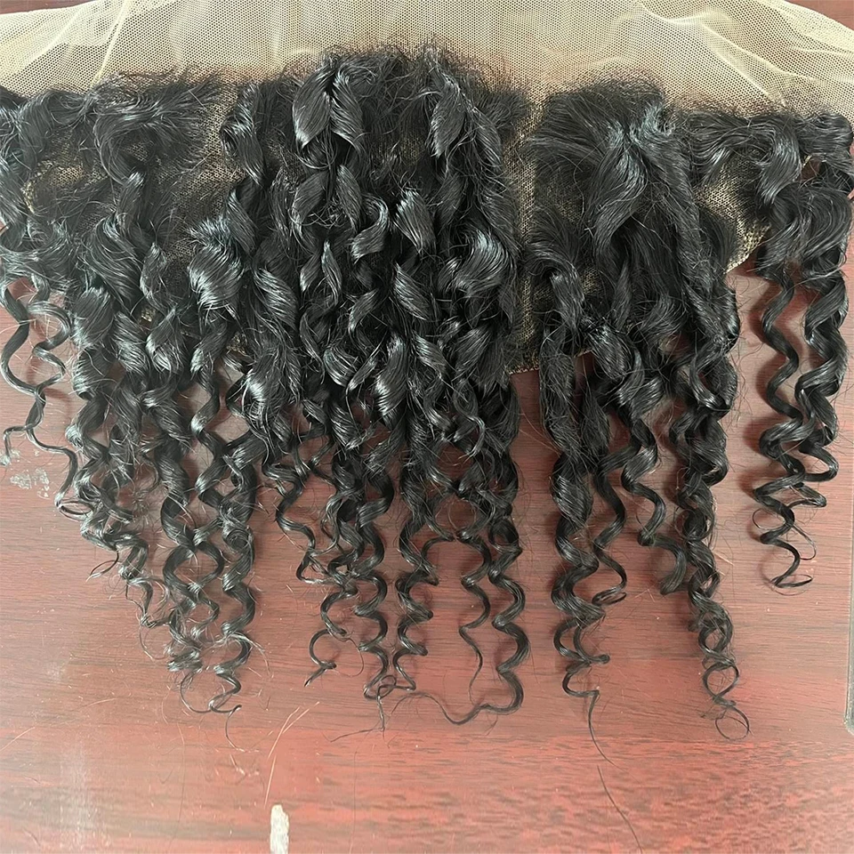 12-20 Zoll Pixie Curly Echthaar Lace Frontal Closure 4X4 Transparenter Lace Closure Vorgezupft Pixie Curly 13x4 Lace Frontal – Detail 8