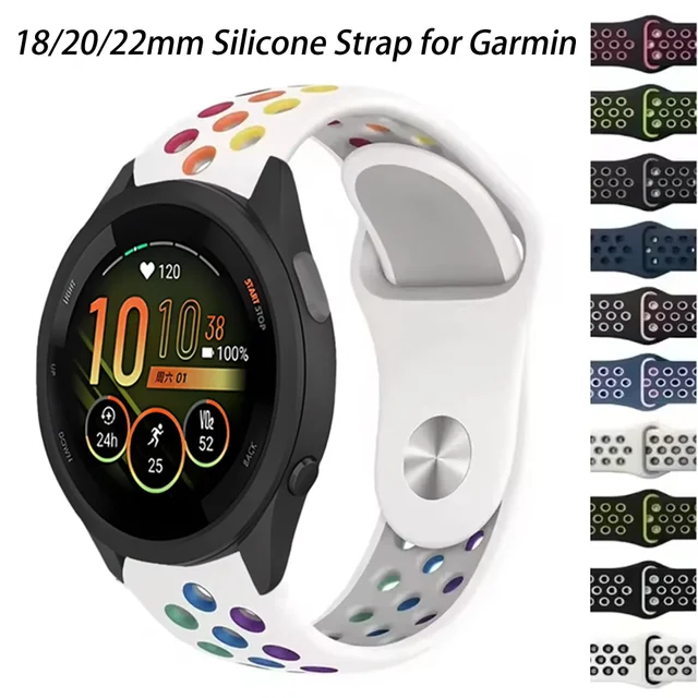18/20/22mm Silicone Strap for Garmin Forerunner 55 165 970 255S 265S Bracelet Band for Garmin Active 5/Vivoactive 5/Venu 4/3/3S 1