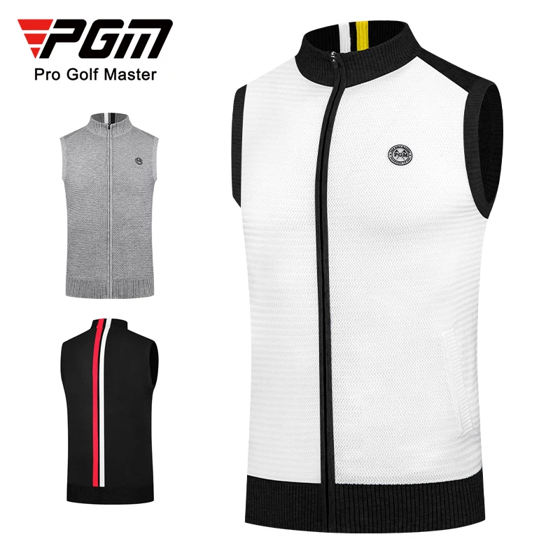 Pgm Men Golf Clothing Sleeveless Jacket Male Winter Knitted Warm Vest